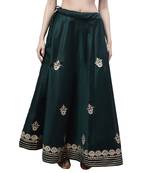 Dark green chanderi silk hand gota patti work ethnic lehenga skirt