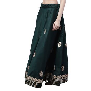 Dark green chanderi silk hand gota patti work ethnic lehenga skirt 3