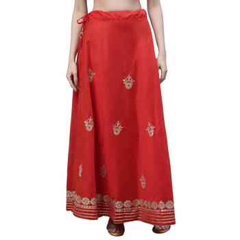 Red chanderi silk hand gota patti work ethnic lehenga skirt 1