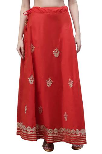 Red chanderi silk hand gota patti work ethnic lehenga skirt