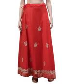 Red chanderi silk hand gota patti work ethnic lehenga skirt