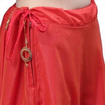 Red chanderi silk hand gota patti work ethnic lehenga skirt 5