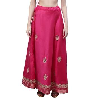 Magenta chanderi silk hand gota patti work ethnic lehenga skirt 1