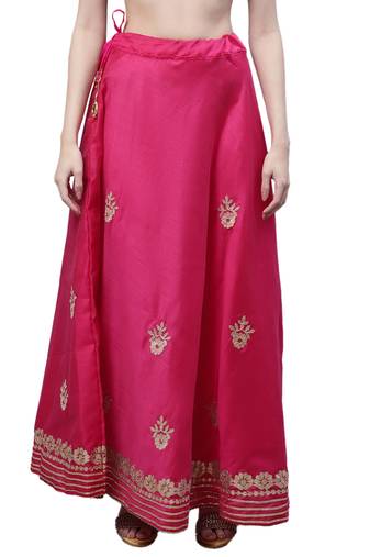 Magenta chanderi silk hand gota patti work ethnic lehenga skirt