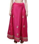 Magenta chanderi silk hand gota patti work ethnic lehenga skirt