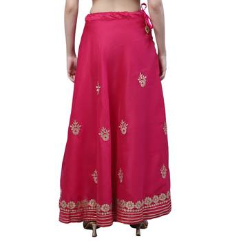 Magenta chanderi silk hand gota patti work ethnic lehenga skirt 2