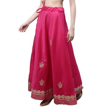 Magenta chanderi silk hand gota patti work ethnic lehenga skirt 3