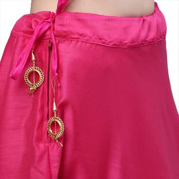 Magenta chanderi silk hand gota patti work ethnic lehenga skirt 5