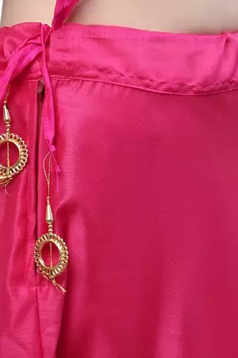Magenta chanderi silk hand gota patti work ethnic lehenga skirt