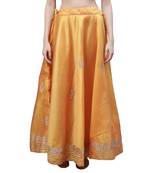 Yellow chanderi silk hand gota patti work ethnic lehenga skirt