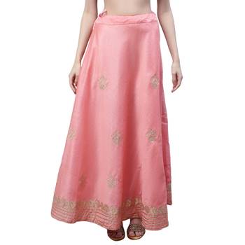 Pink chanderi silk hand gota patti work ethnic lehenga skirt 1