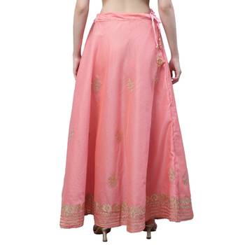 Pink chanderi silk hand gota patti work ethnic lehenga skirt 2