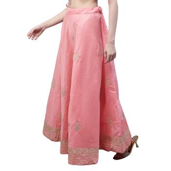 Pink chanderi silk hand gota patti work ethnic lehenga skirt 3