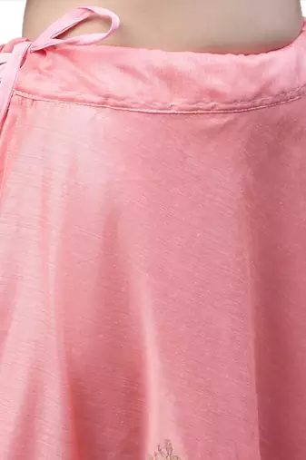 Pink chanderi silk hand gota patti work ethnic lehenga skirt