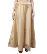 Beige chanderi silk hand gota patti work ethnic lehenga skirt