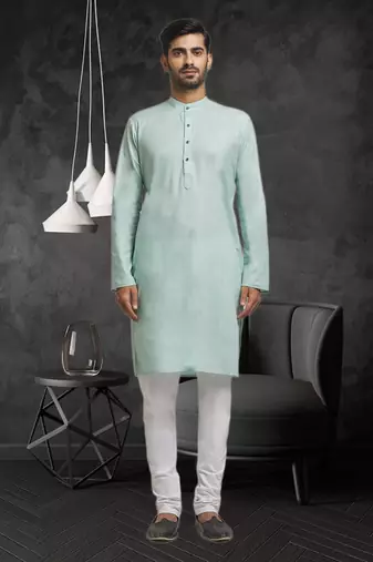 Mens silk plain kurta pajama
