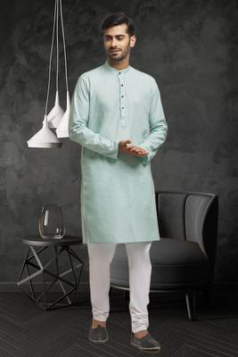 Mens silk plain kurta pajama 3