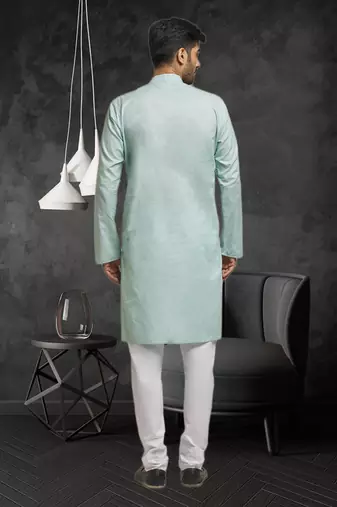 Mens silk plain kurta pajama