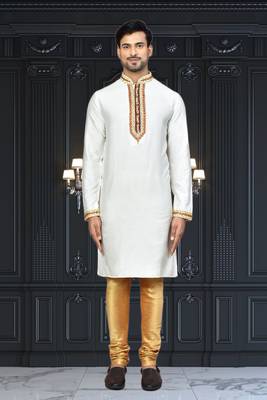 Mens silk embroidered kurta pajama 2