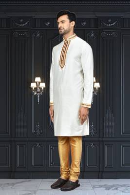 Mens silk embroidered kurta pajama 3