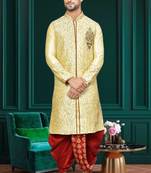 Mens silk embroidered dhoti kurta