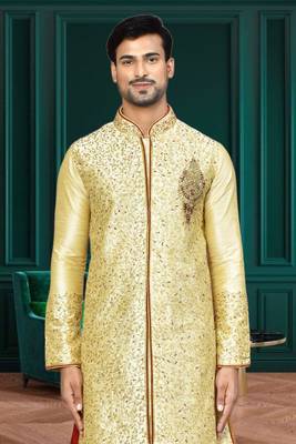 Mens silk embroidered dhoti kurta 5