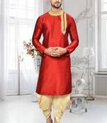Mens silk embroidered dhoti kurta
