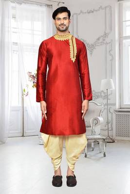 Mens silk embroidered dhoti kurta 2