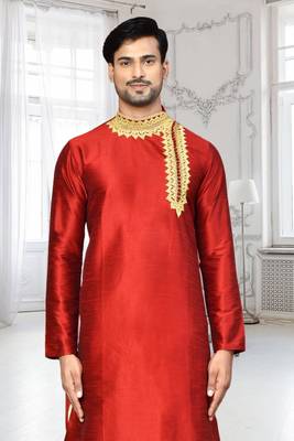Mens silk embroidered dhoti kurta 3