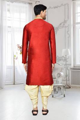 Mens silk embroidered dhoti kurta 4