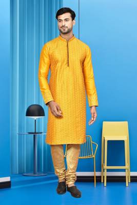 Mens silk printed kurta pajama 1