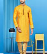 Mens silk printed kurta pajama