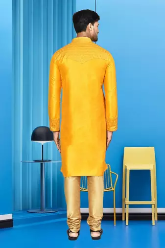 Mens silk printed kurta pajama