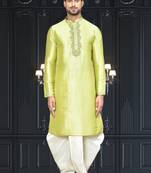Mens silk embroidered dhoti kurta