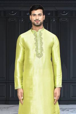 Mens silk embroidered dhoti kurta 4