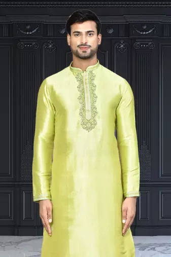 Mens silk embroidered dhoti kurta