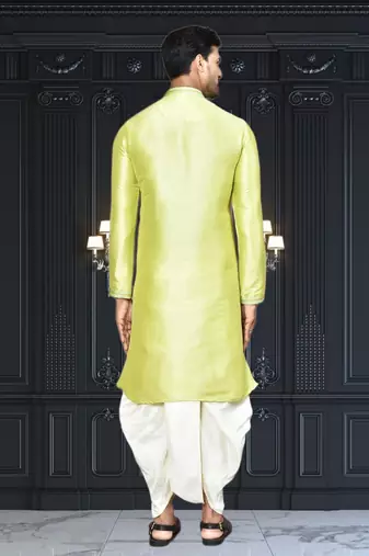 Mens silk embroidered dhoti kurta