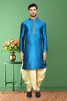 Mens silk embroidered dhoti kurta 2