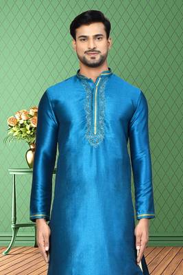 Mens silk embroidered dhoti kurta 4
