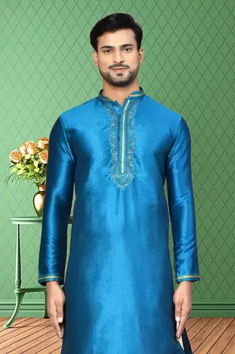 Mens silk embroidered dhoti kurta