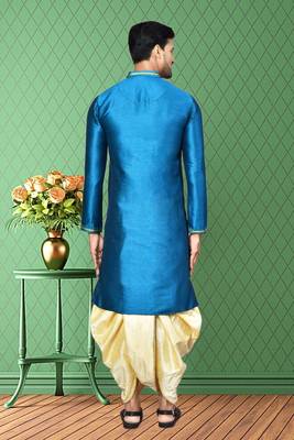 Mens silk embroidered dhoti kurta 5