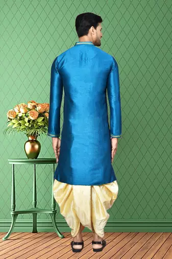 Mens silk embroidered dhoti kurta