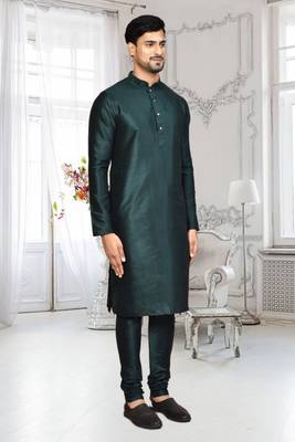 Mens silk plain kurta pajama 3