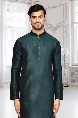 Mens silk plain kurta pajama 4