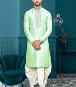 Mens silk embroidered dhoti kurta