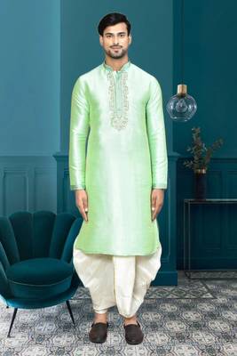 Mens silk embroidered dhoti kurta 2