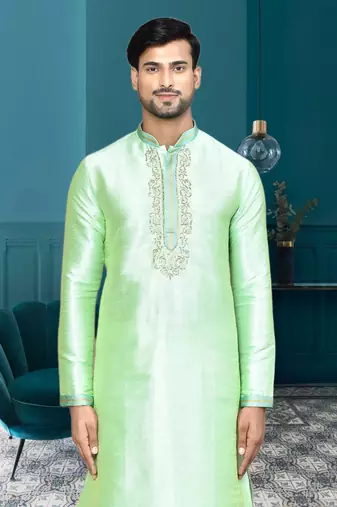 Mens silk embroidered dhoti kurta