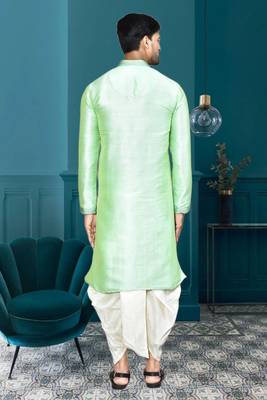 Mens silk embroidered dhoti kurta 5