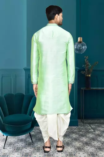 Mens silk embroidered dhoti kurta