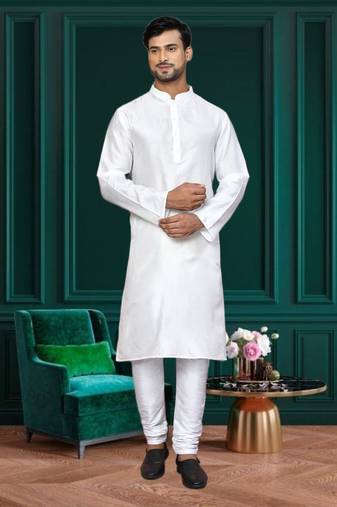 Mens silk plain kurta pajama